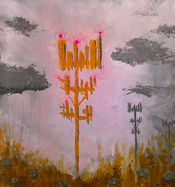 "Idyllic Landscape," acrylic on vinyl, Carbon Bloom, San Antonio, 2022